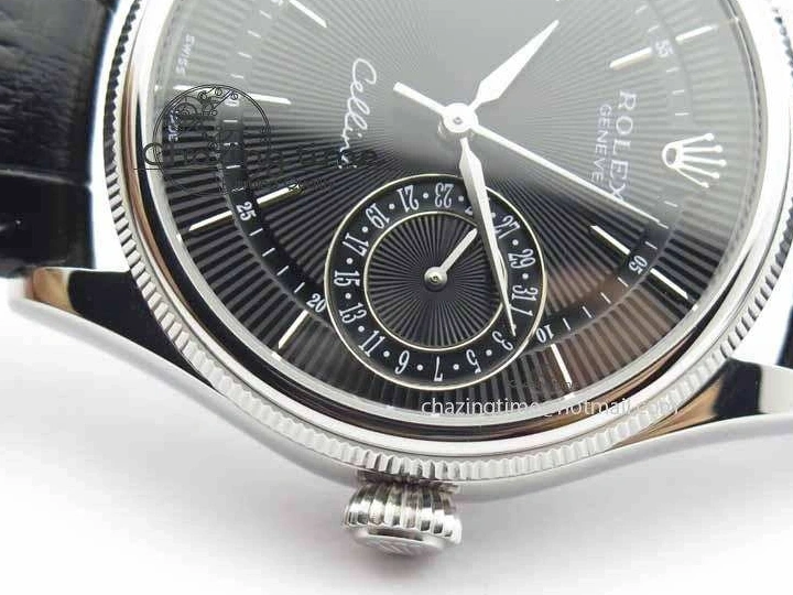 0217 Cellini Date VF Best Edition SS Black Dial Stick Markers On Black Leather Strap A Lightweight 3725